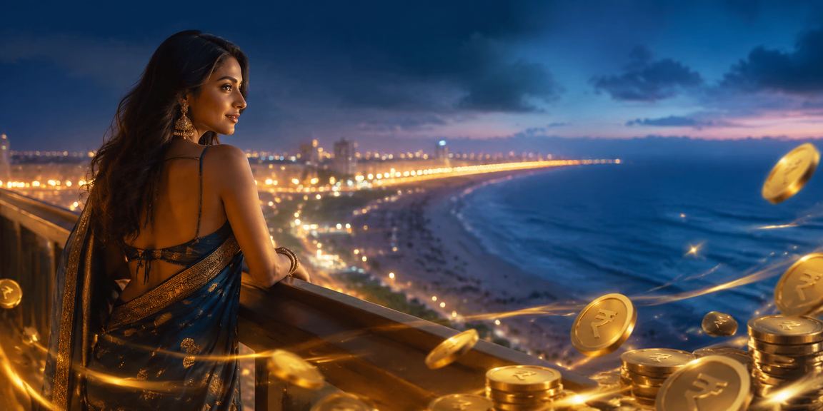 Players using mobile and enjoying Teen Patti in Chennai Marina Beach setting